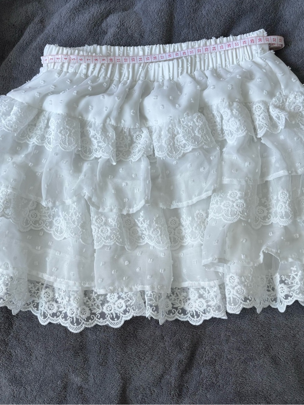 SHEIN White Tiered Lace Mini Skirt